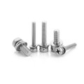 304 Stainless Steel M4 M5 M6 M8 Three Sems Combination Screw Bolt Phillips Hex Head Three Combination Screw with Spring Washer